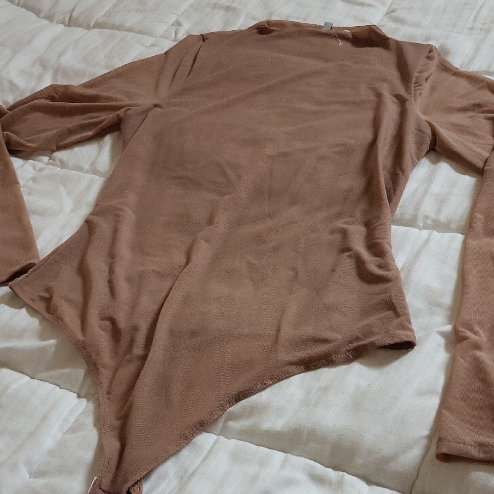 NWOT Tan Long Sleeve Bodysuit